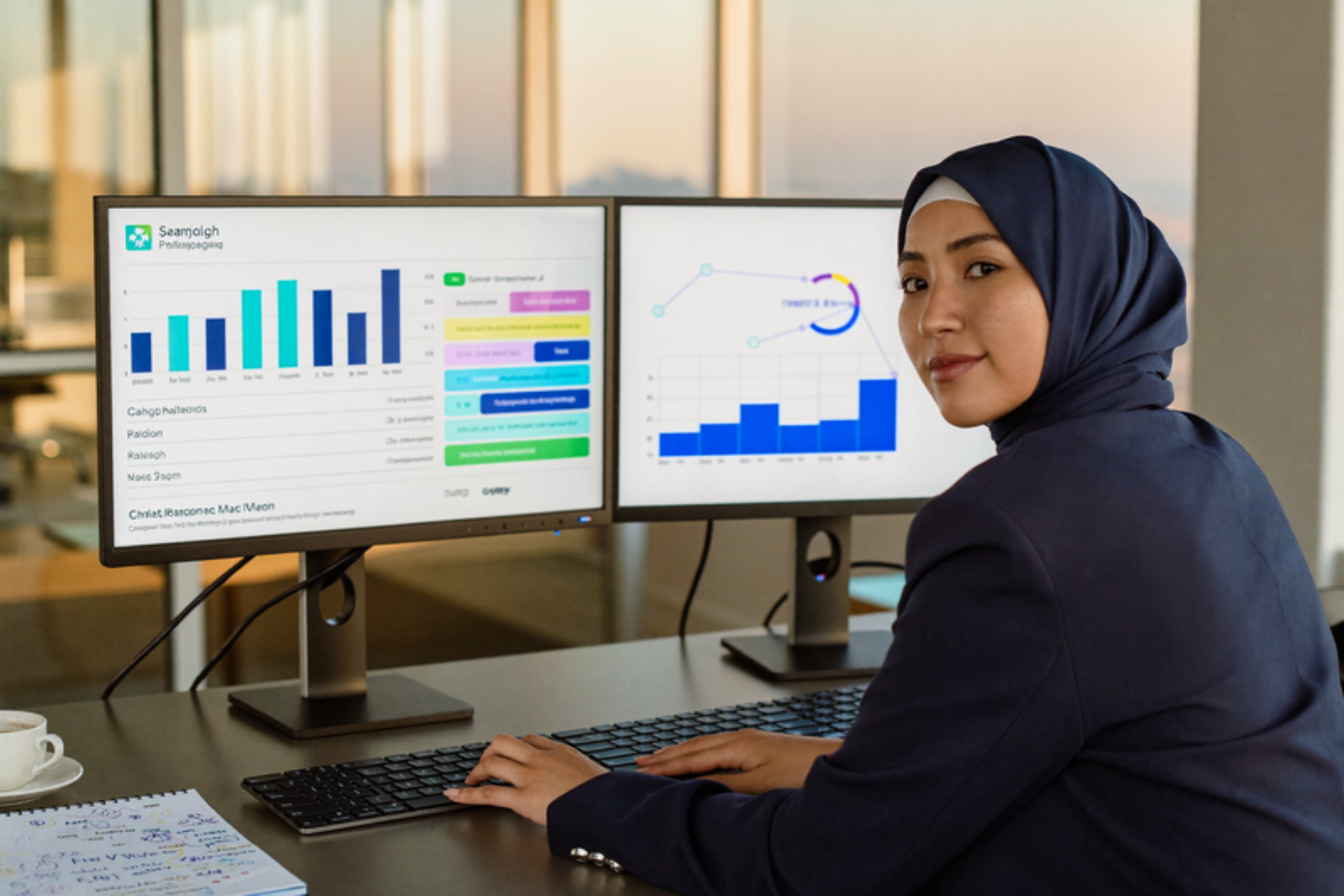 Business dashboard on a monitor